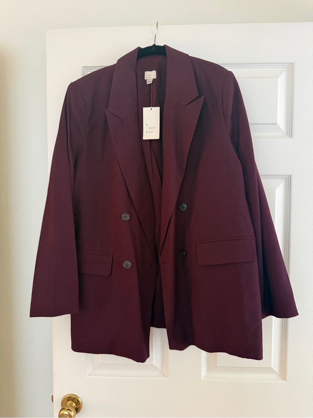a new day Maroon Double-Breasted Blazer